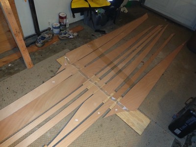  12/13/15 - Hull panels are laid out and prepped for gluing.   