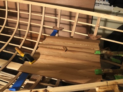  The forward seat is made from cedar strips. 
