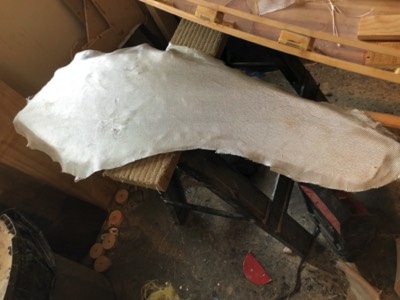  The first side of the rudder is fiberglassed. 