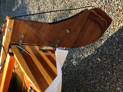  The rudder is mounted on the boat for the first time.  