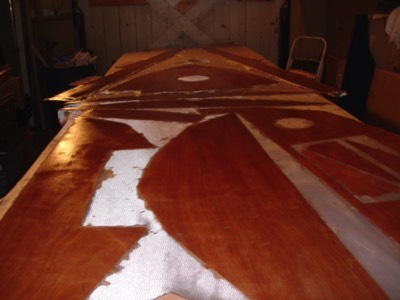  1/31/11 - The reverse sides of the bulkheads is fiberglassed.   