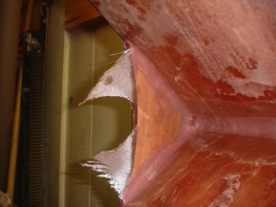  The underside of the breasthook is filleted and taped.   