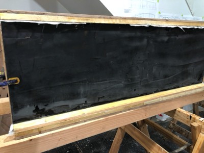  7/7/20 - The keel trunk sides are fiberglassed. 